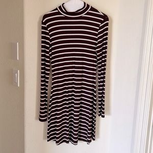 Maroon and White Sweater Dress